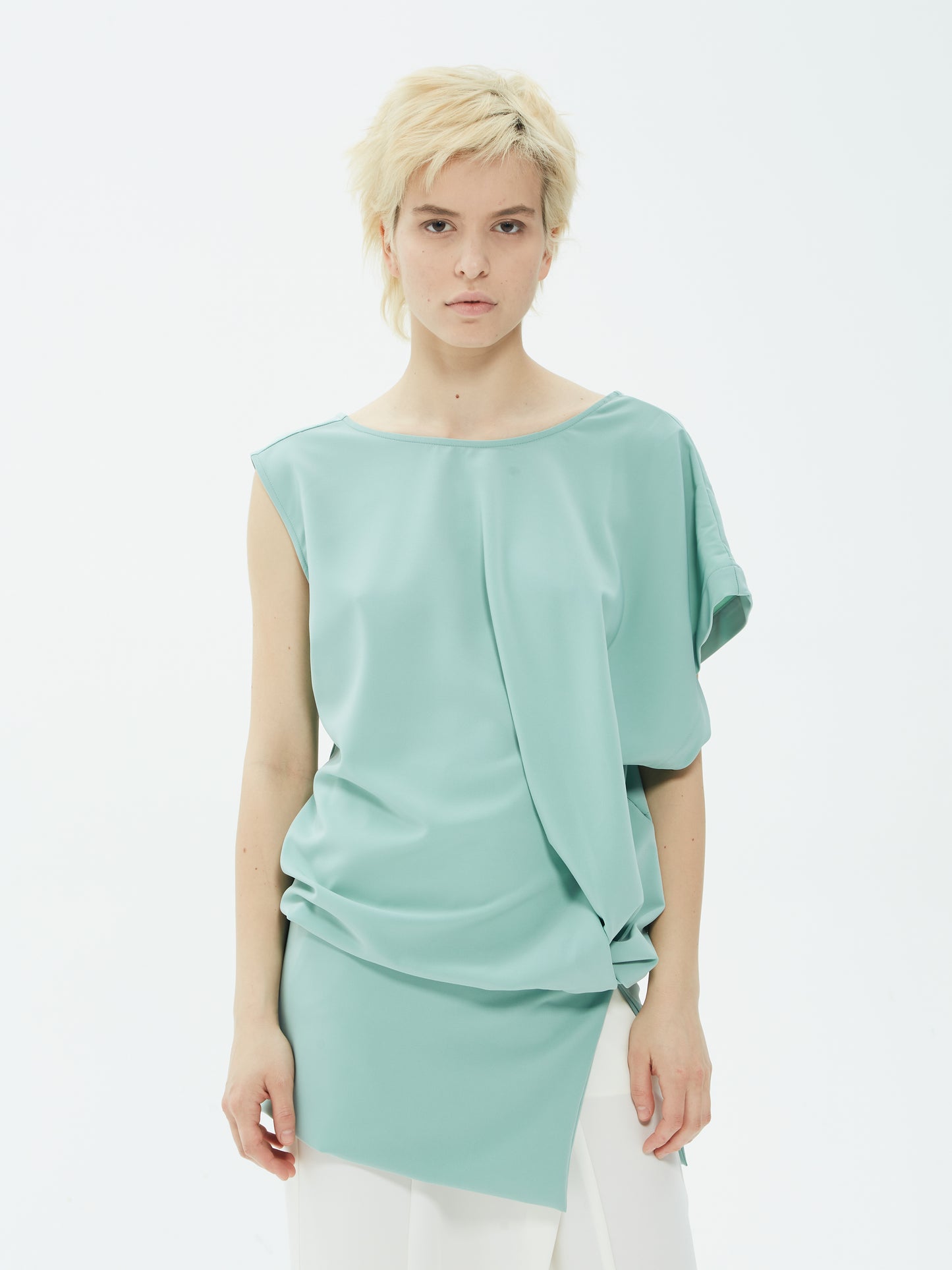 IXOS Gilet drappeggio laterale CELESTE