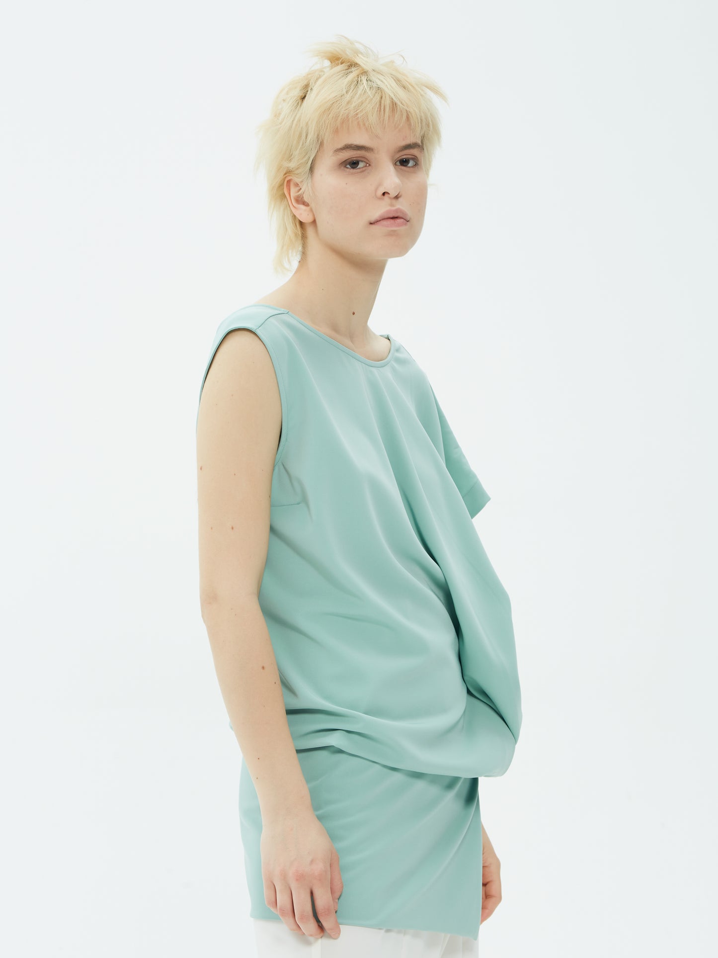IXOS Gilet drappeggio laterale CELESTE
