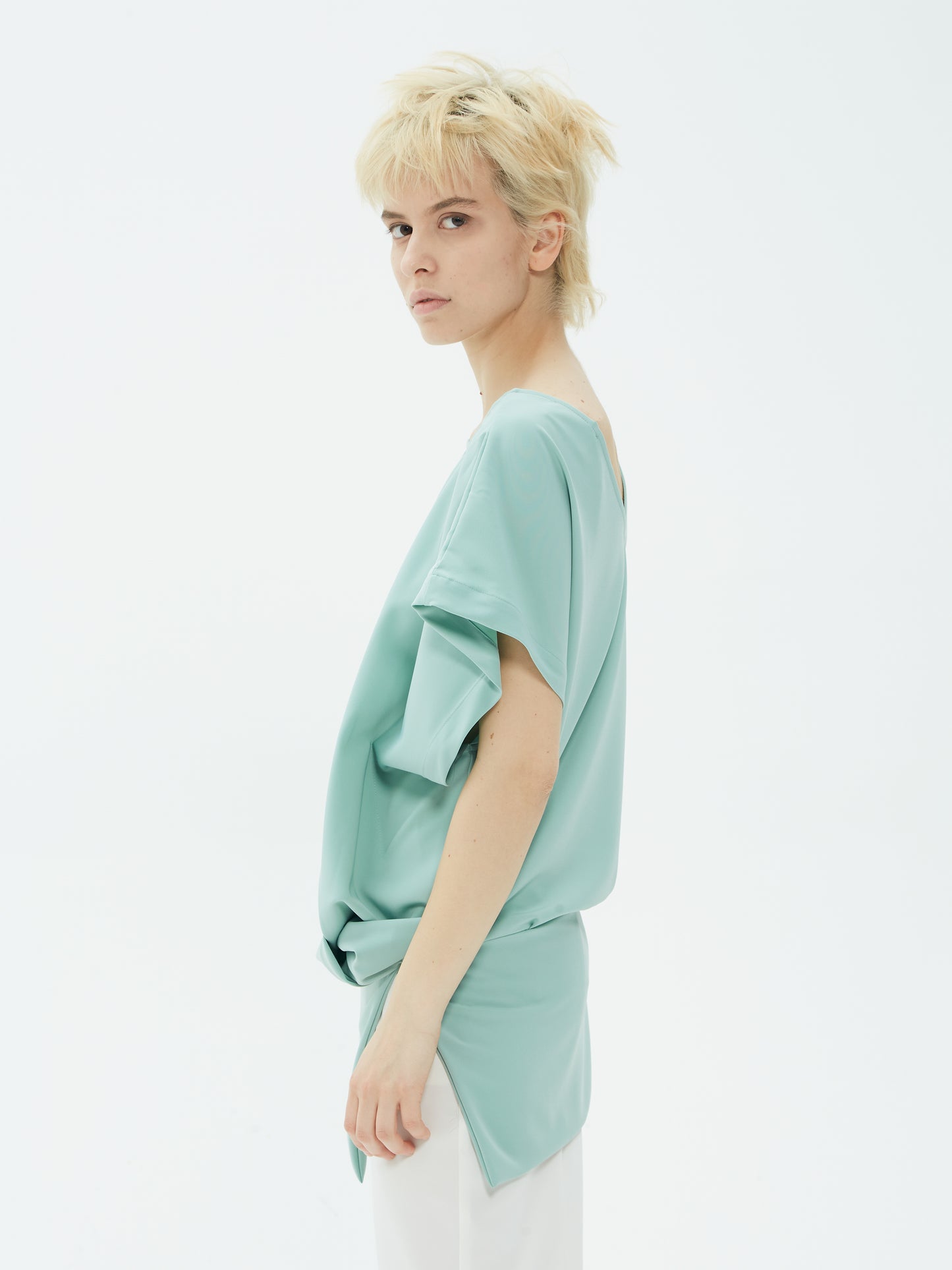 IXOS Gilet drappeggio laterale CELESTE