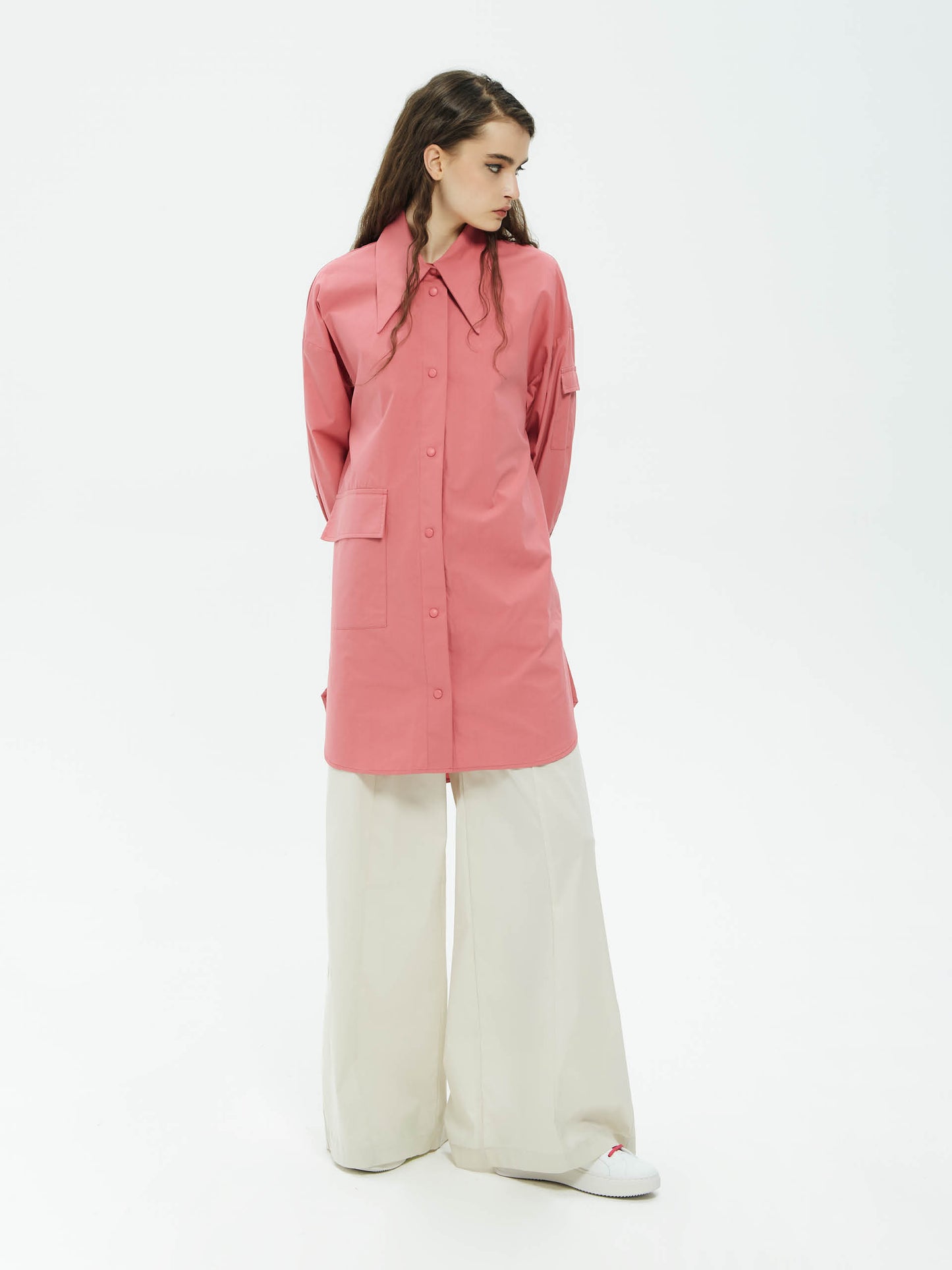 IXOS Camicia lunga con maxi colletto ROSA