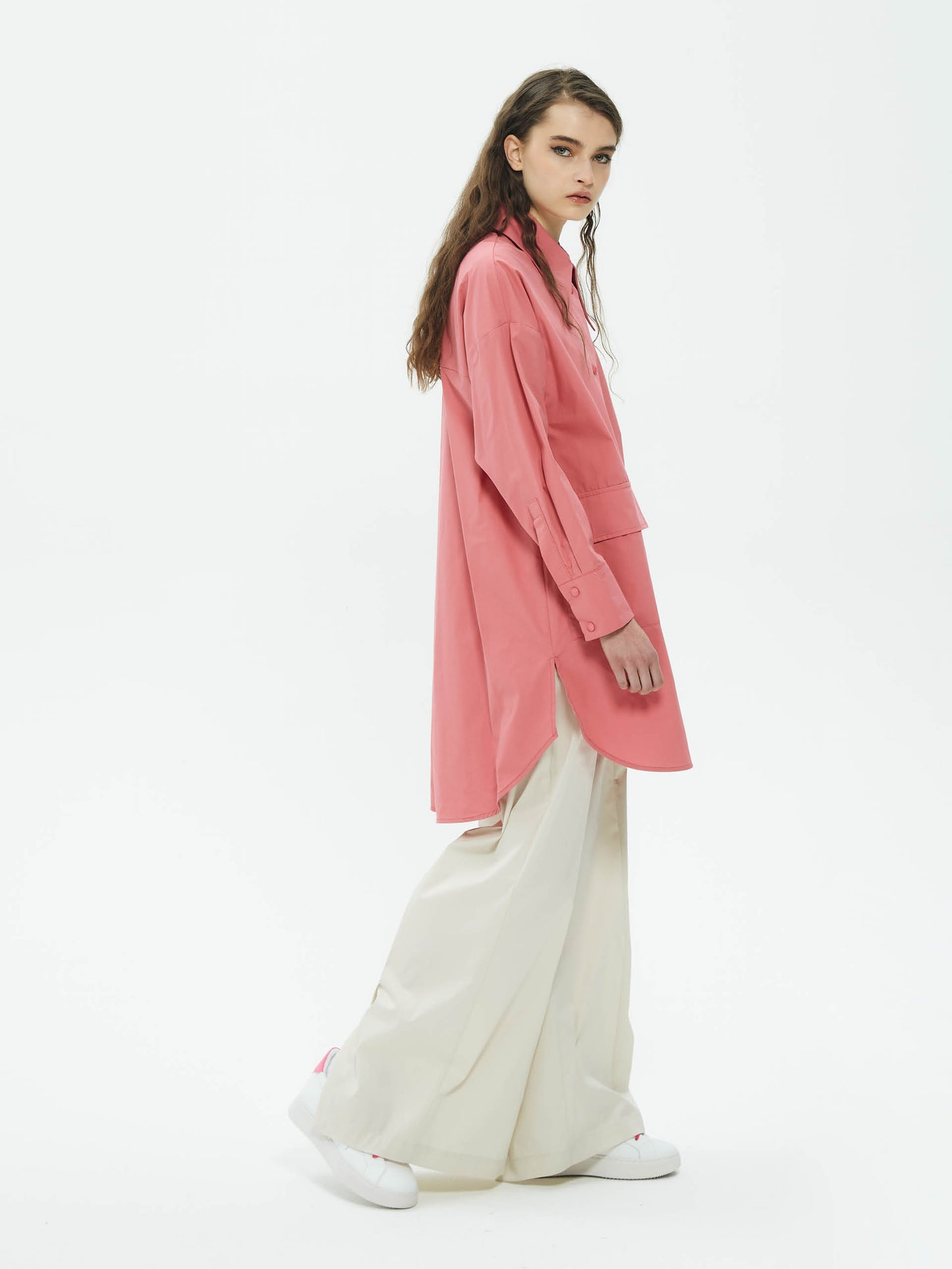 IXOS Camicia lunga con maxi colletto ROSA